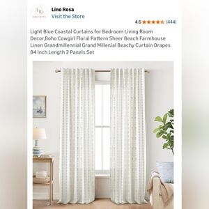 Coastal Sheer Curtains in Light Blue and White